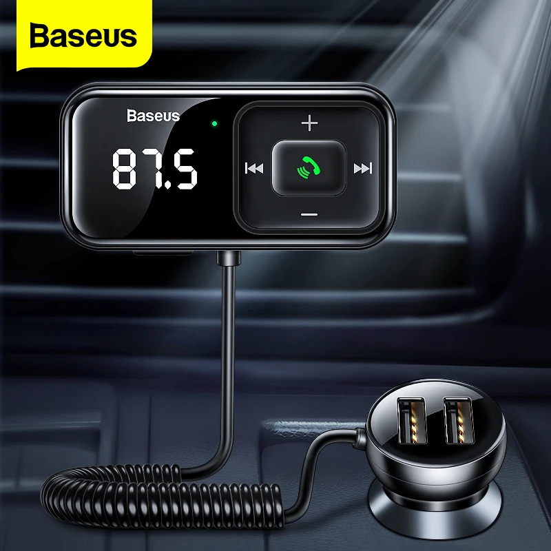 Baseus Transmetteur Fm Pour Voiture, Bluetooth 5.0, Chargeur Usb, Aux