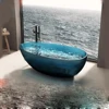 1700x850x580mm Oval Resin Colourful Transparent Tub Freestanding Floor Mounted Bathtub  BV1071 5