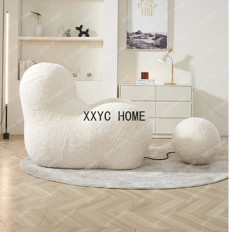 Embrace Lazy Sofa Modern Minimalist Lambswool Cream Style Leisure Couch