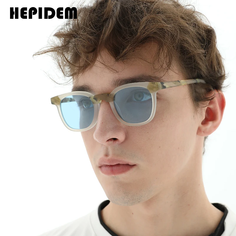 HEPIDEM Matte Acetate Multicolour Polarized Sunglasses Men 2023 New Fashion Oversize Square UV400 Sun Glasses Women Shades 9269T