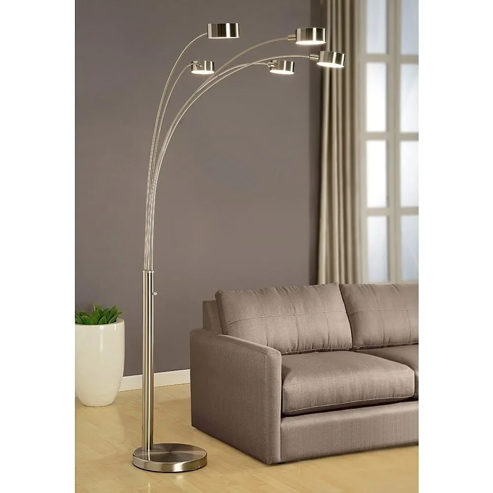 

Artiva USA Micah - 5 Arc Floor Lamp w/Dimmer Switch, 360 Degree Rotatable Shades - Bright & Attractive, Brushed Steel