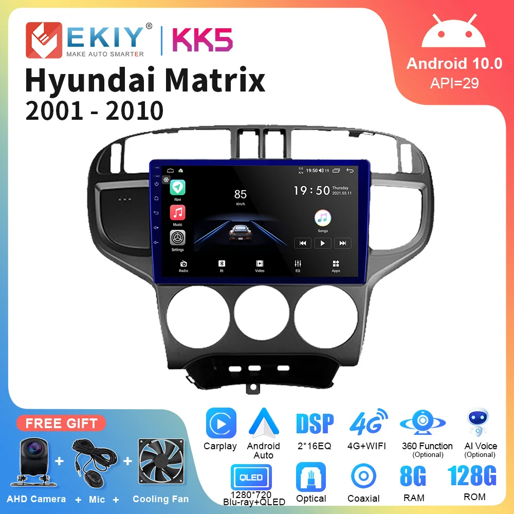 

EKIY KK5 1280*720P QLED Car Radio For Hyundai Matrix 2001-2010 Android 10 Stereo Multimedia GPS Navi Carplay Autoradio Head Unit