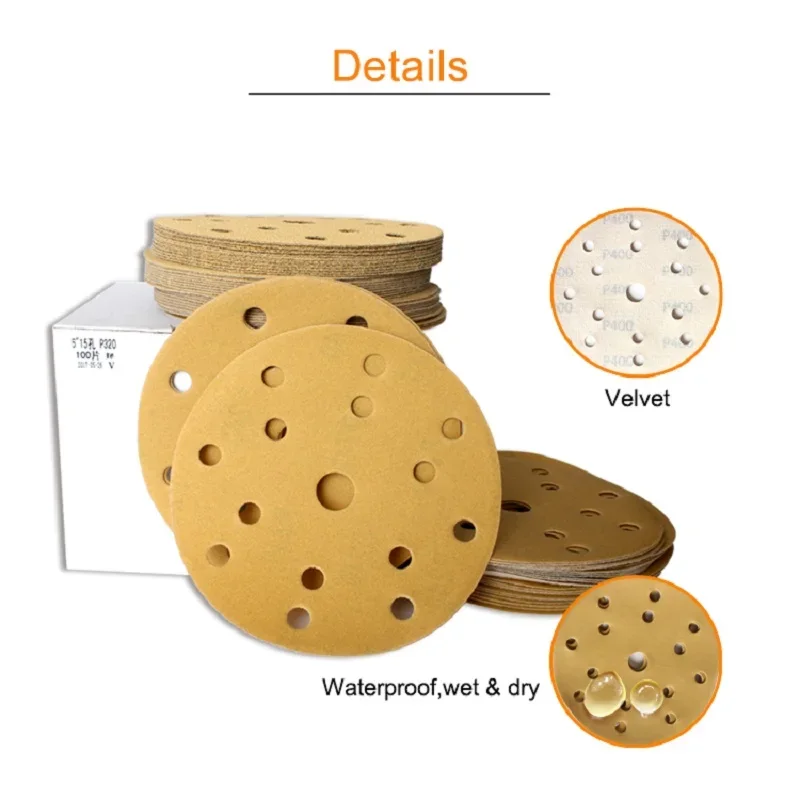 Sanding Disc 6 Inch 15 Holes Hook and Loop Sanding Disc 150MM Sandpaper Wet & Dry 60-2000 Grits Aluminum Oxide for Car Wood Auto Polishing