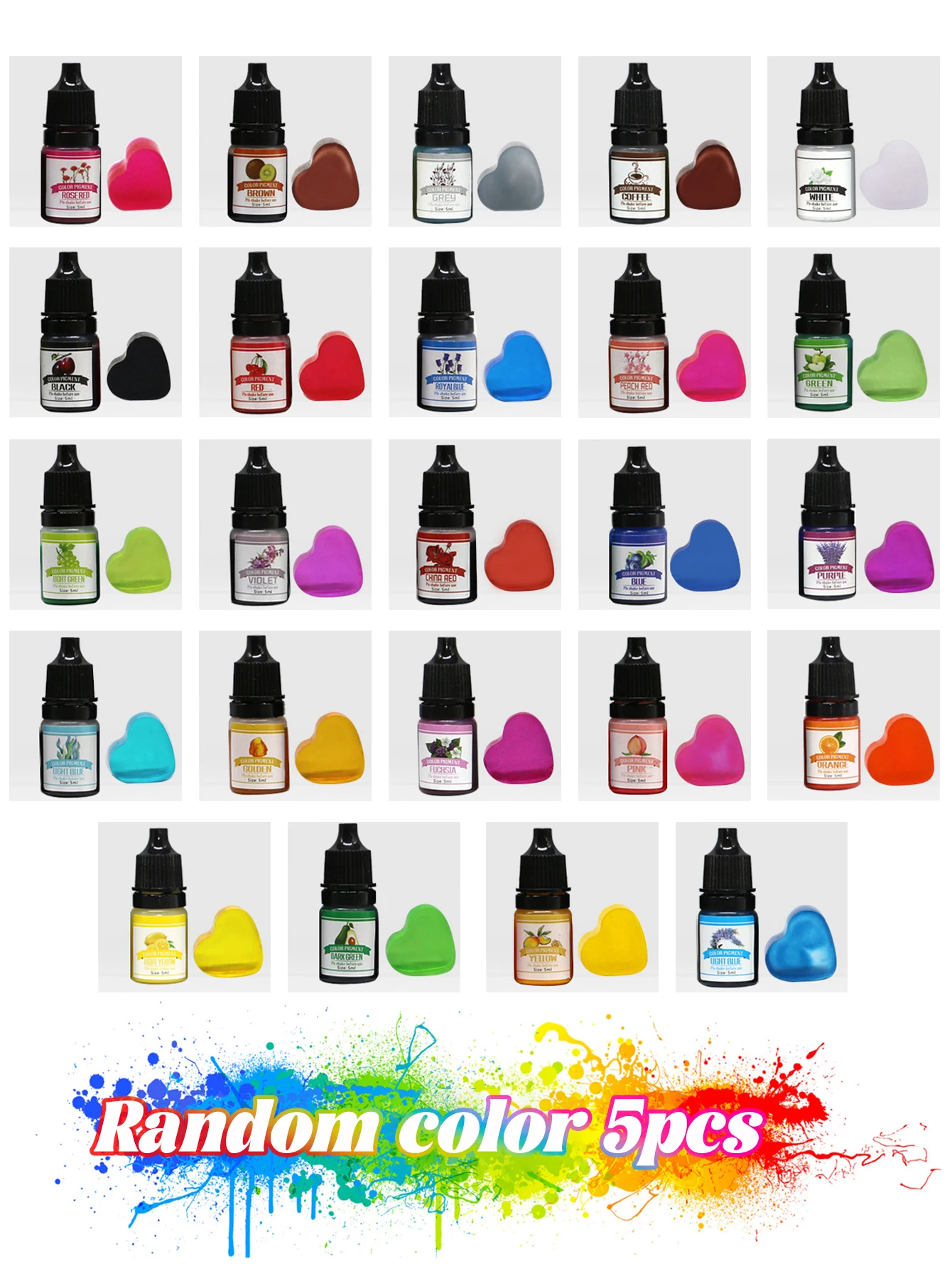 Epoxy Pigment 24 Colors 5ml Epoxy Resin Dye Liquid Resin Colorant for Art Paint Jewellery Crafts Coloring