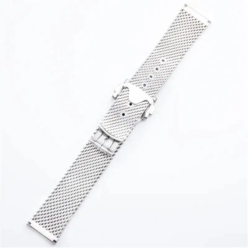 SCHIK 20mm 316L Steel Chain Watchband Fit For Omega Strap 007 Seamaster Diver 300 Bracelet Replace Milanese Stainless Belt