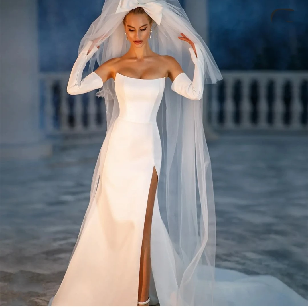 Женское свадебное платье с юбкой-годе, белое платье с длинным рукавом, индивидуальный пошив