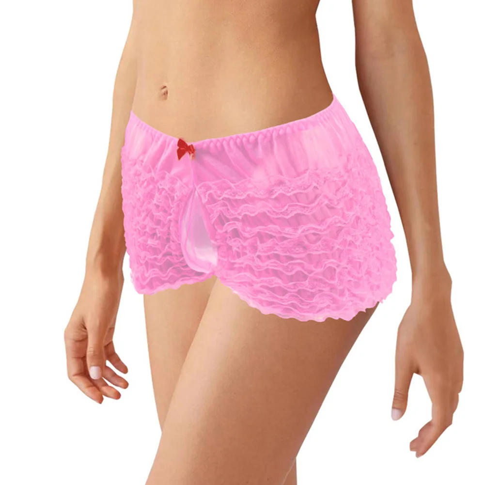 Men Underwear Sexy Panties Men's Sexy Panties Sissy Pouch Underwear Lace Briefs Cake Knickers Shorts Bowknot Underpants Sensual Lingerie