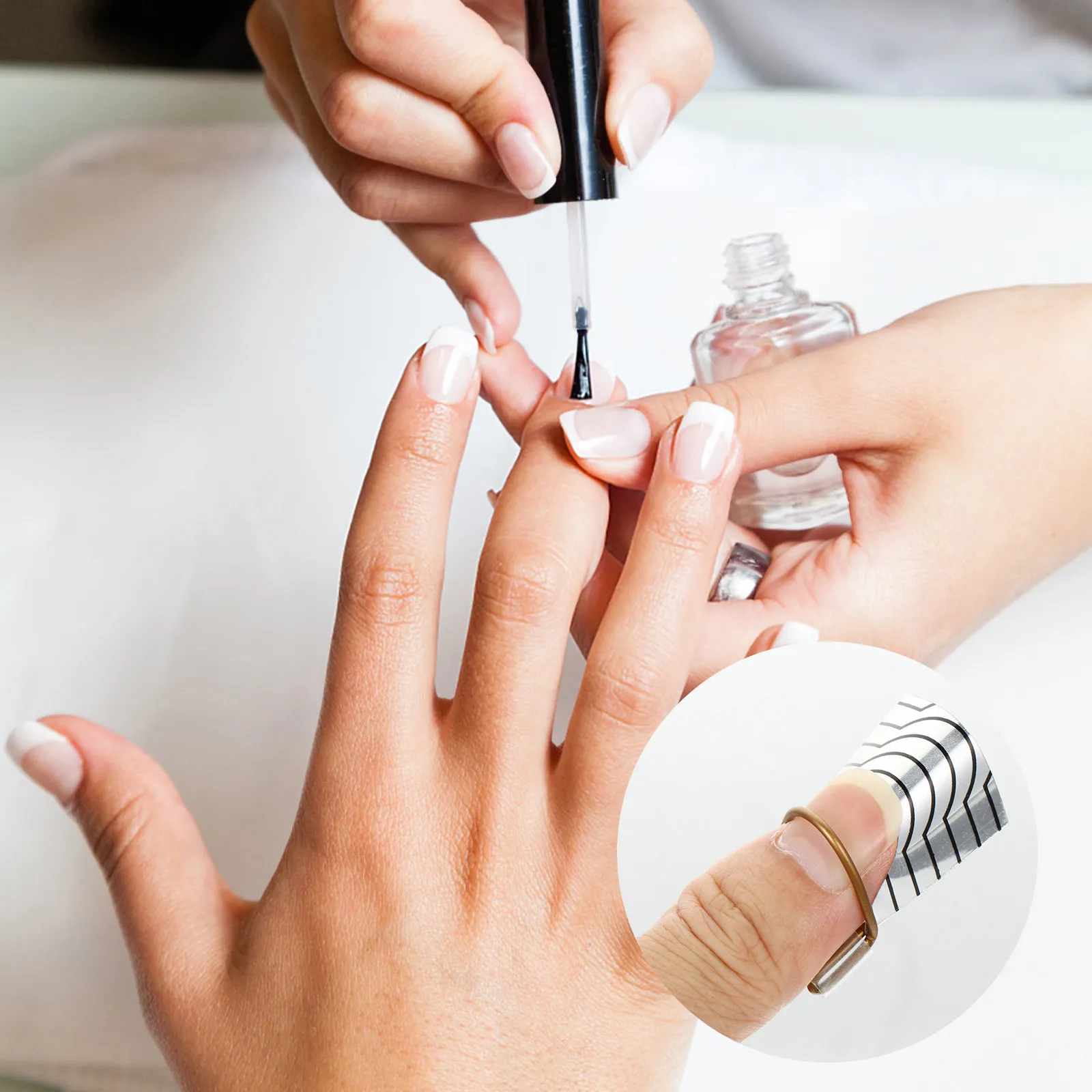 10개 네일 포일 아트 재사용 가능한 알루미늄 네일 폼 (프렌치 연장 및 큐티클 제거용) 전문 매니큐어 도구 (가정용)