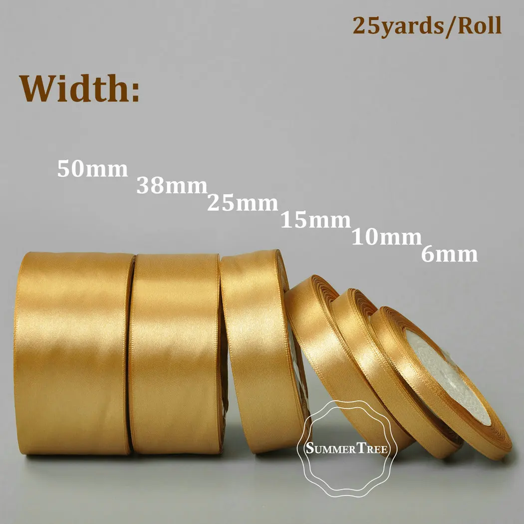 Golden Satin Ribbon 15mm  Silk Ribbons - 6mm 10mm 15mm 20mm 25mm 40mm 50mm  Silk - Aliexpress