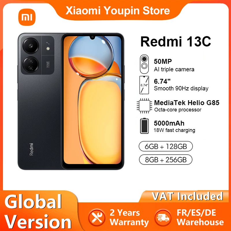 Xiaomi Redmi 13C 6GB 128GB Smartphone MTK Helio G85 Octa Core 6.74 Smooth  Display 50MP AI Triple Camera with NFC Global Version