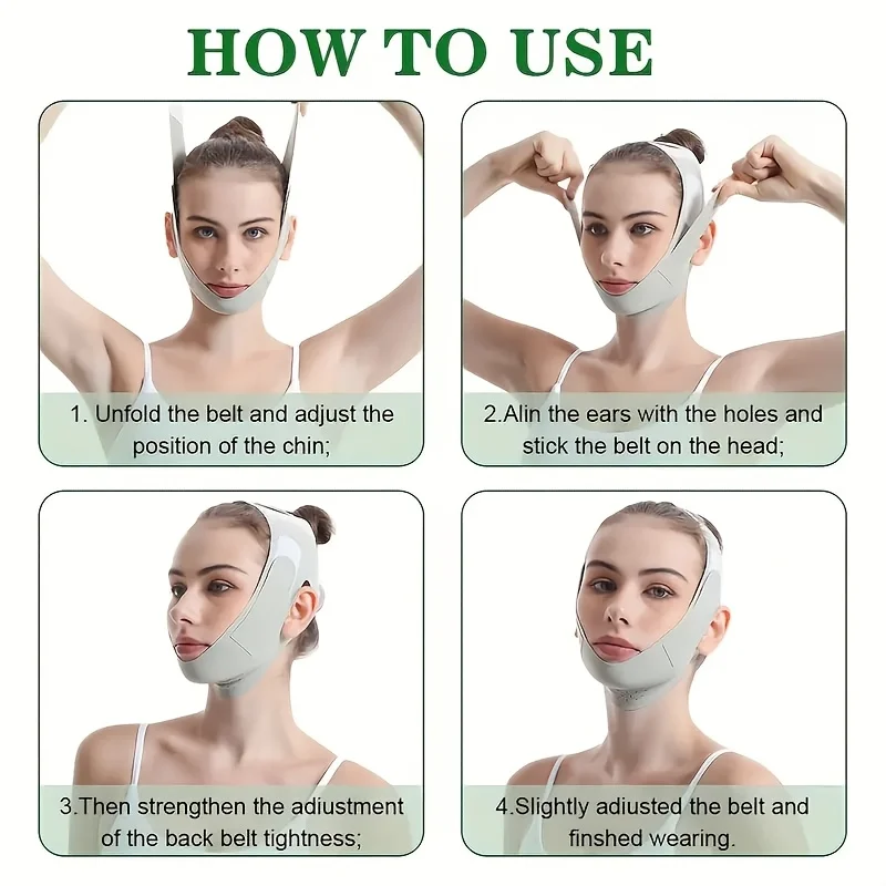 Face Slimming Mask for Women - Reusable Jawline Trainer & Double Chin Reducer, Non-Surgical Face Lift Band Hypoallergenic
