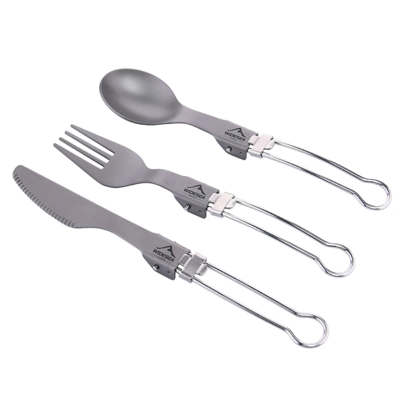 

2024 New 3Pcs Portable Folding Utensil Set Foldable Fork Knife Spoon Camping Cutlery Kit for Backpacking Fishing Hiking with Bag