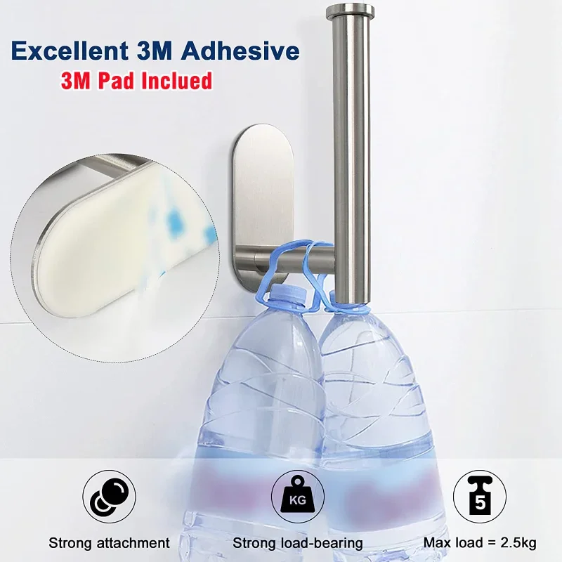 Wall Mounted Storage Rack Toilet Paper Box Adhesive Stainless Toilet Paper Holder Bathroom Kitchen Roll Paper Tissue Towel Dispenser Napkins