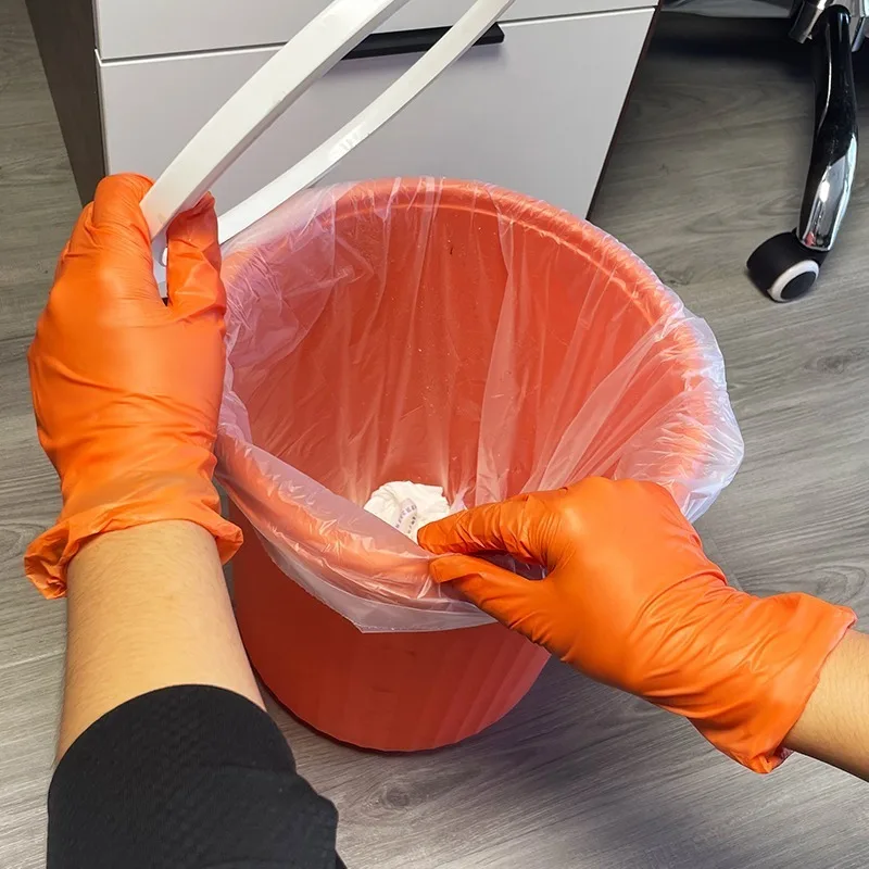 50/100PCS Orange Disposable Nitrile Gloves Household Kitchen Clearning Dishwashing Manicure Hair Dyeing Tattoo Cleaning Tools