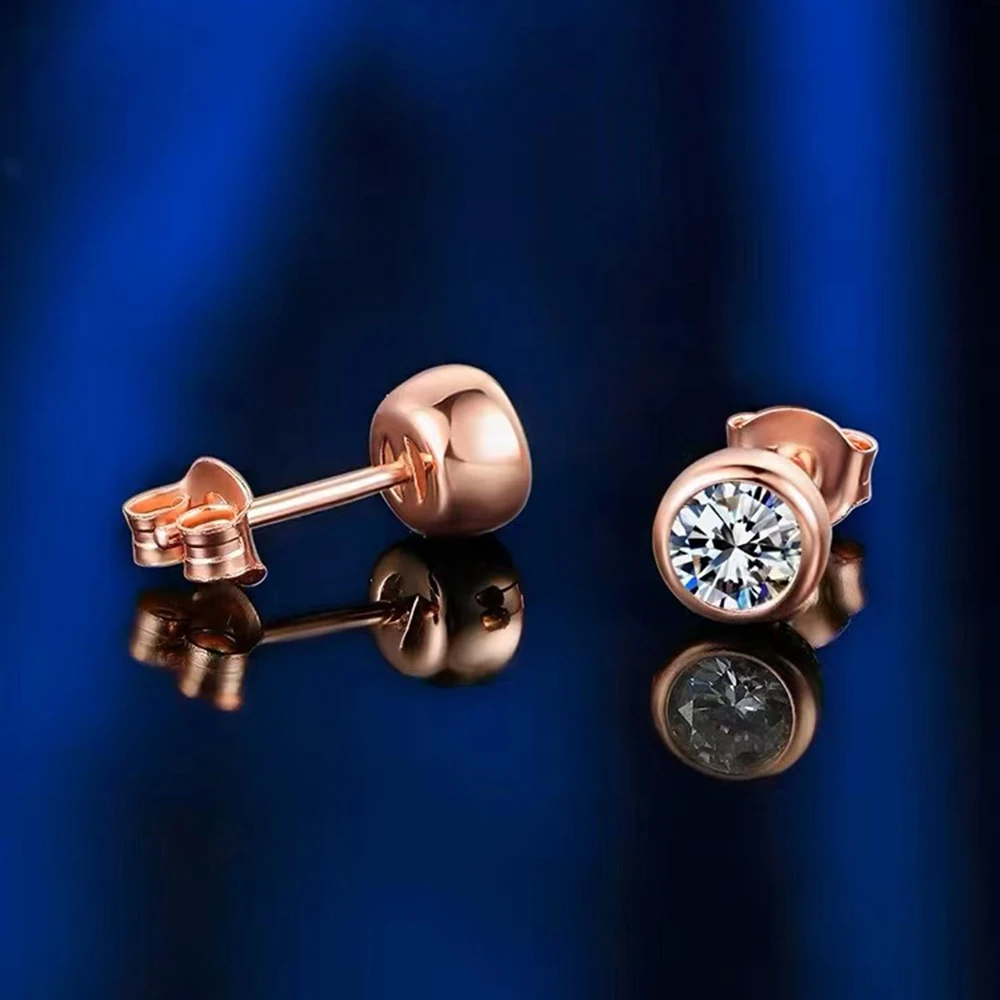 IsRabbit Rose Gold Plated 925 Sterling Silver All Moissanite Diamond Bubble Stud Earrings Anniversary Fine Jewelry Drop Shipping