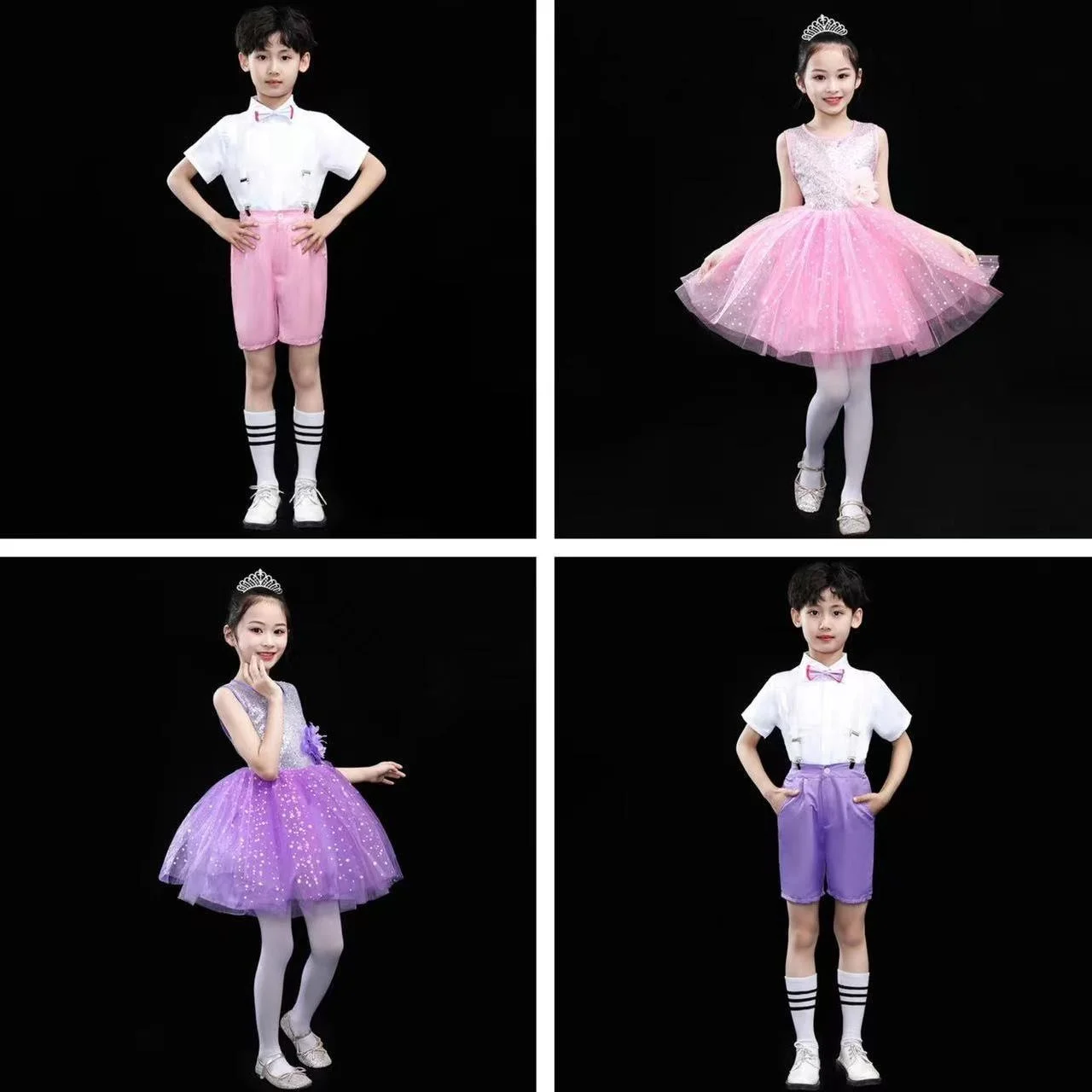 

Children's performance clothing boys girls, kindergarten choir sequins, princess fluffy stage costumes singer dress