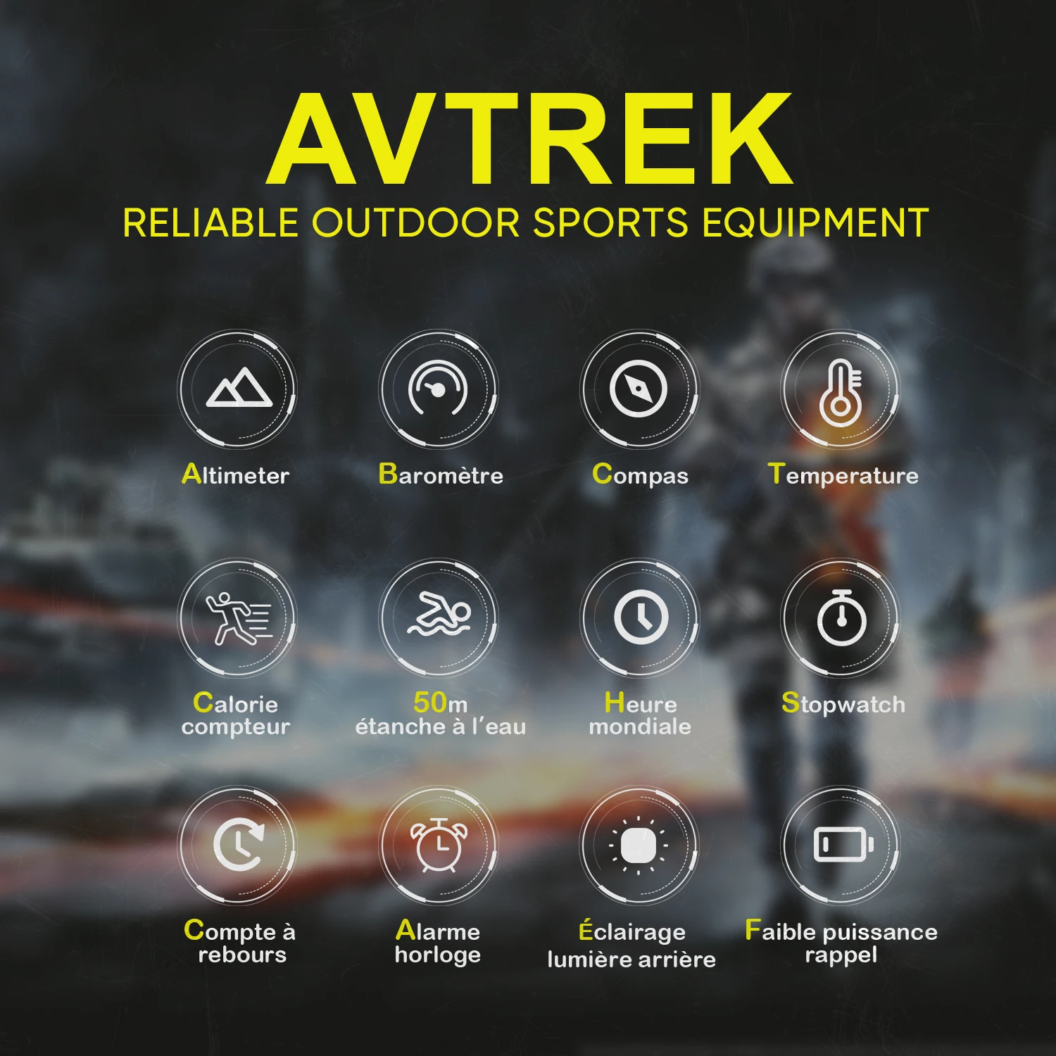Avtrek Sport Digital Watch Military Army Watches Men's Outdoor Hiking Compass Waterproof Altimeter Barometer Tourist Wrist Watch 3