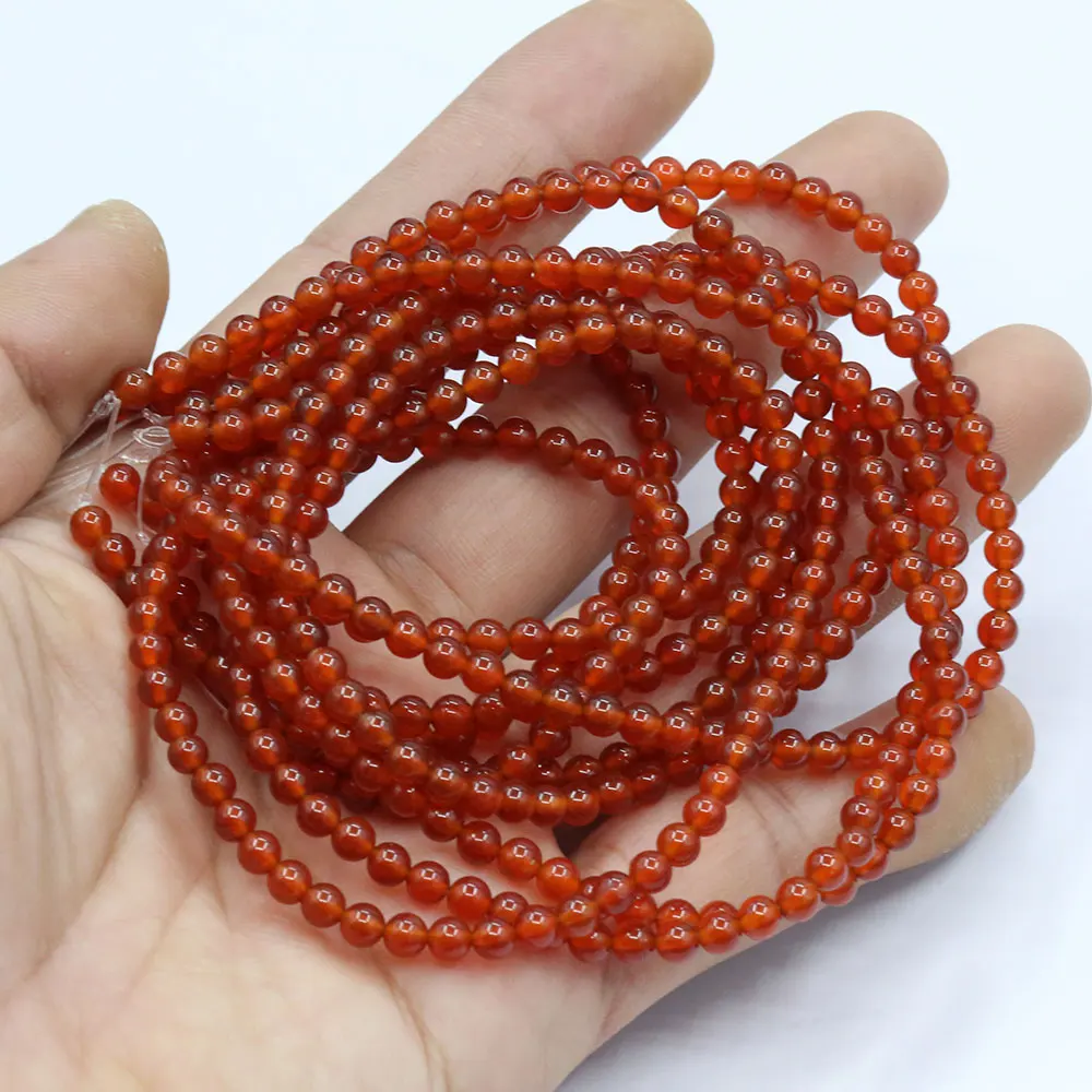 

4mm 5 Strands Natural Carnelian Red Agates Round Beads Gemstone Beads 15" Strand Jewelry Making DIY