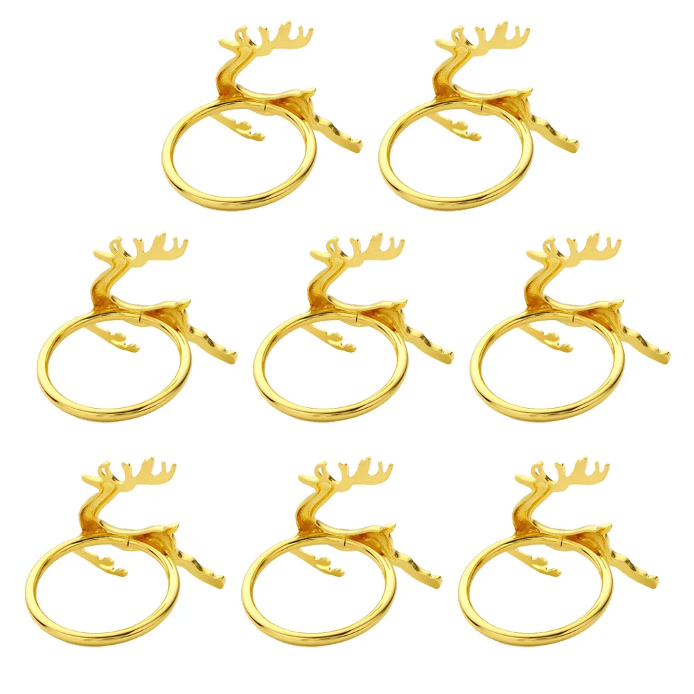 

8Pcs Christmas Napkin Rings Reindeer Napkin Holder Alloy Napkin Buckles Dinner Tables Rings Christmas Table Settings Table