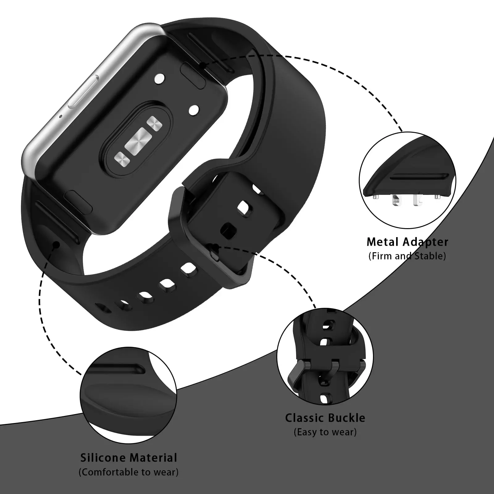 Silicone Sport Strap for Smartwatch - Durable Rubber Bracelet Accessory
