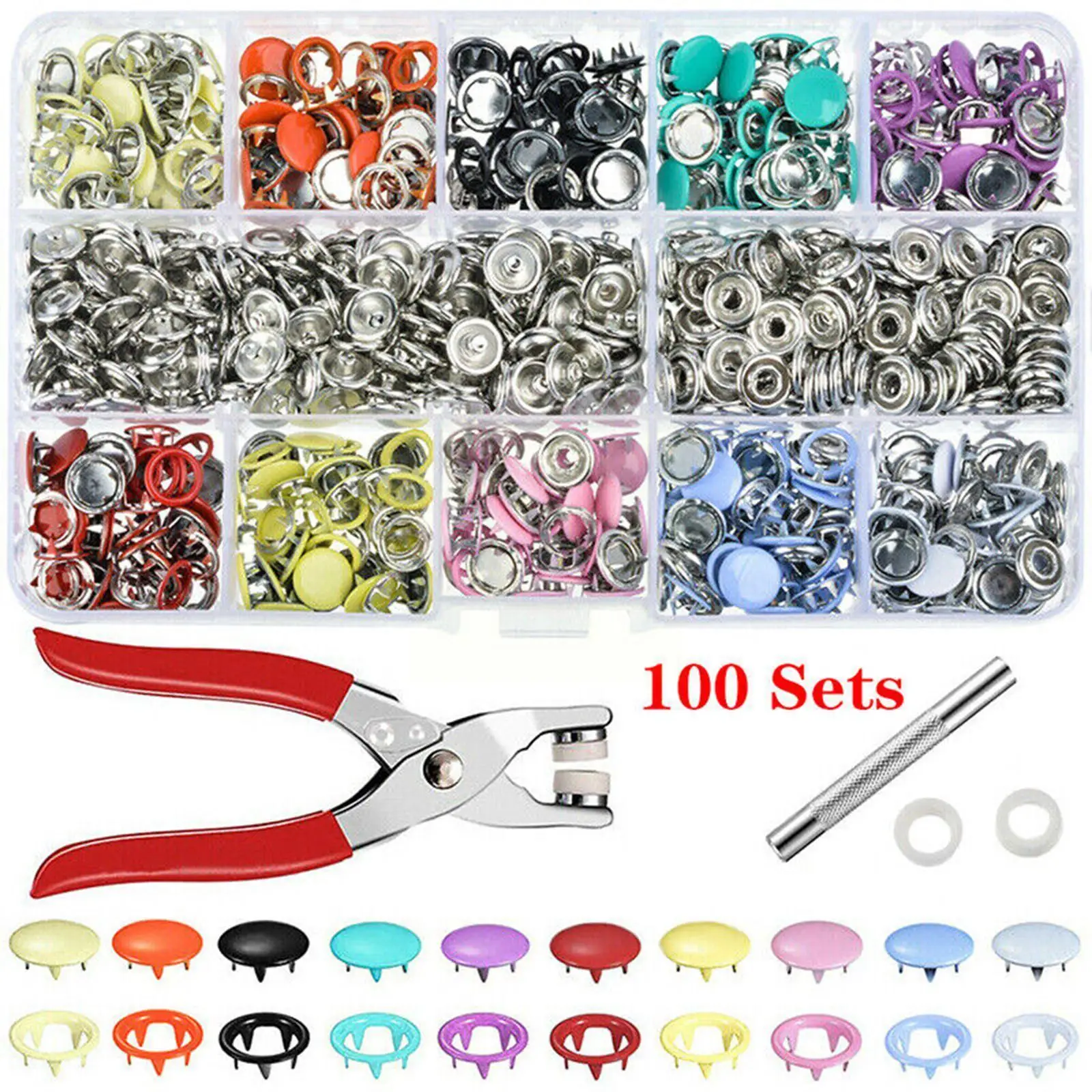 400/800PCS Plier Tool Colored Metal Buttons Snap Sewing Button Thickened  Snap Fastener Kit DIY Craft Supplies Bag Clothe - AliExpress