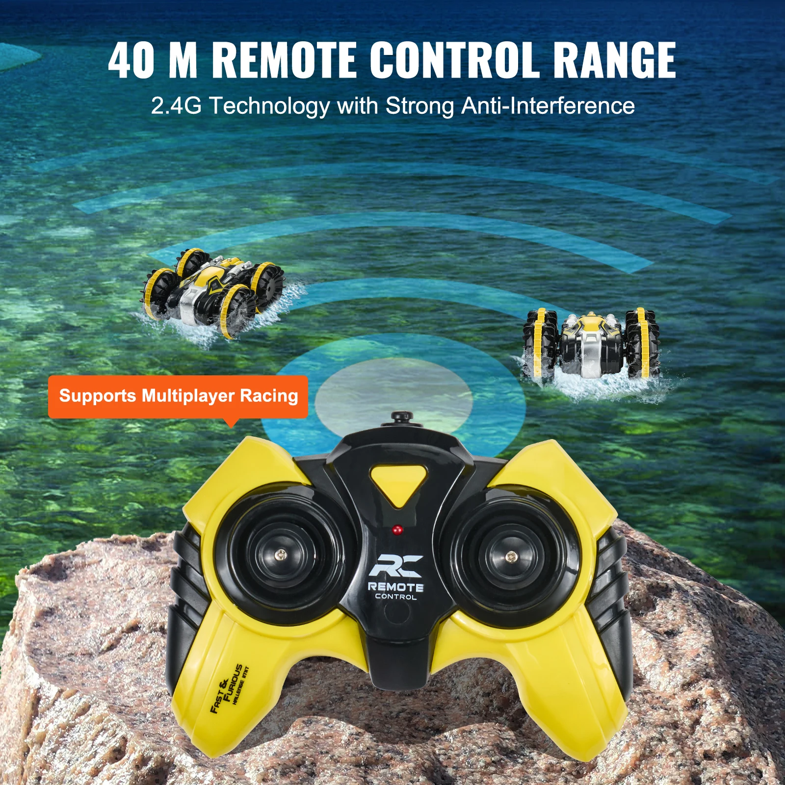 VEVOR Amphibious RC Car Boat 2.4GHz 12 km/h High-Speed Remote Control Water Racing Boat for Children Kids Birthday Model Toys 5