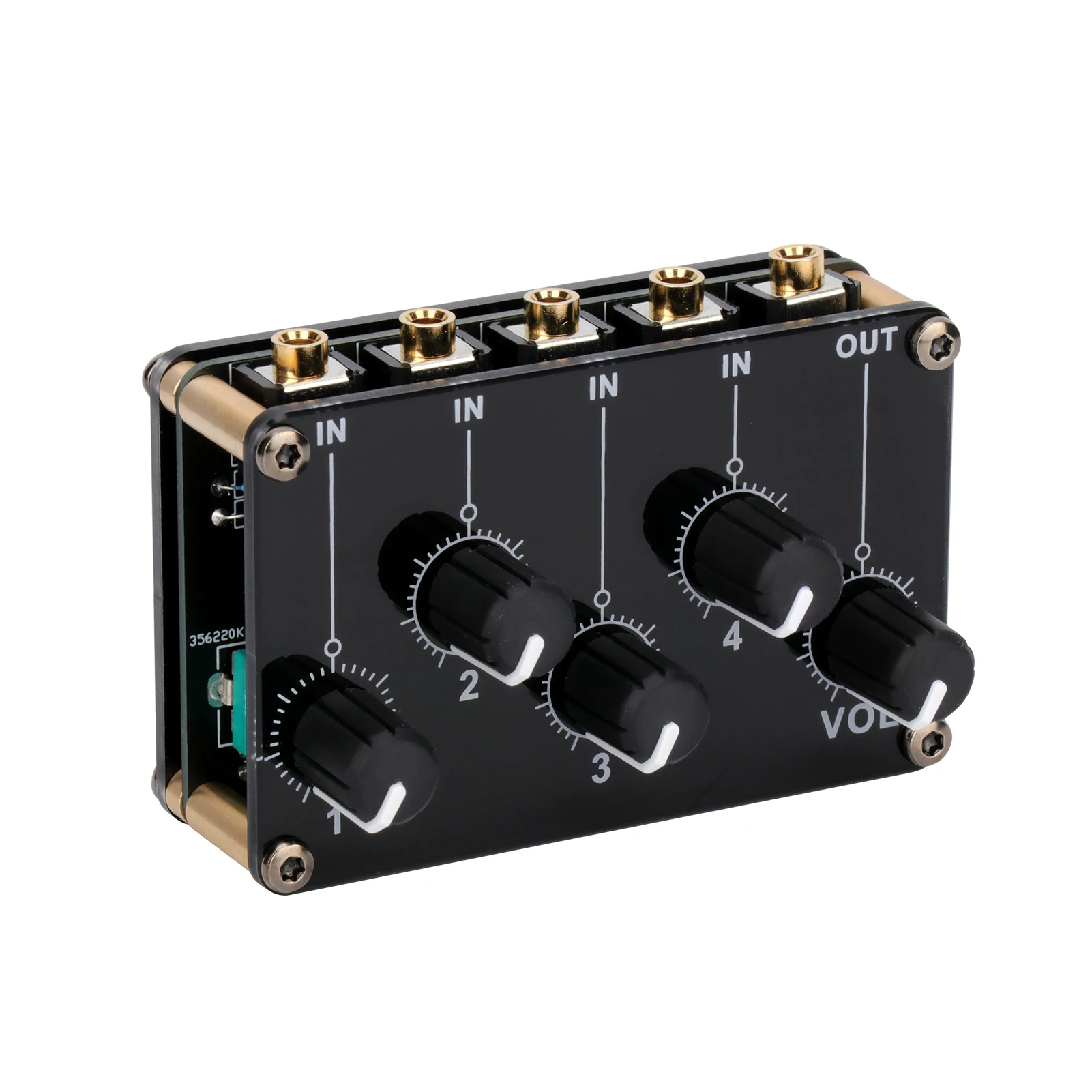 4-in-1-out Passive Mixer Module Mini Stereo 4-Channel Passive Mixer Audio 4 Audio Input to 1 Output Ultra Compact Low Nois