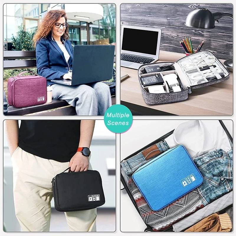 Travel Portable Electronic Organizer Waterproof Data Line USB Data Line Charger Storage Bag With Handle Cable Organizer cable storage box