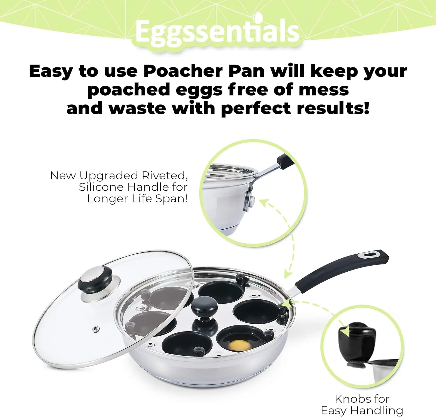 Poached Egg Maker Stainless Steel Egg Poacher Pan Food Grade Safe 3