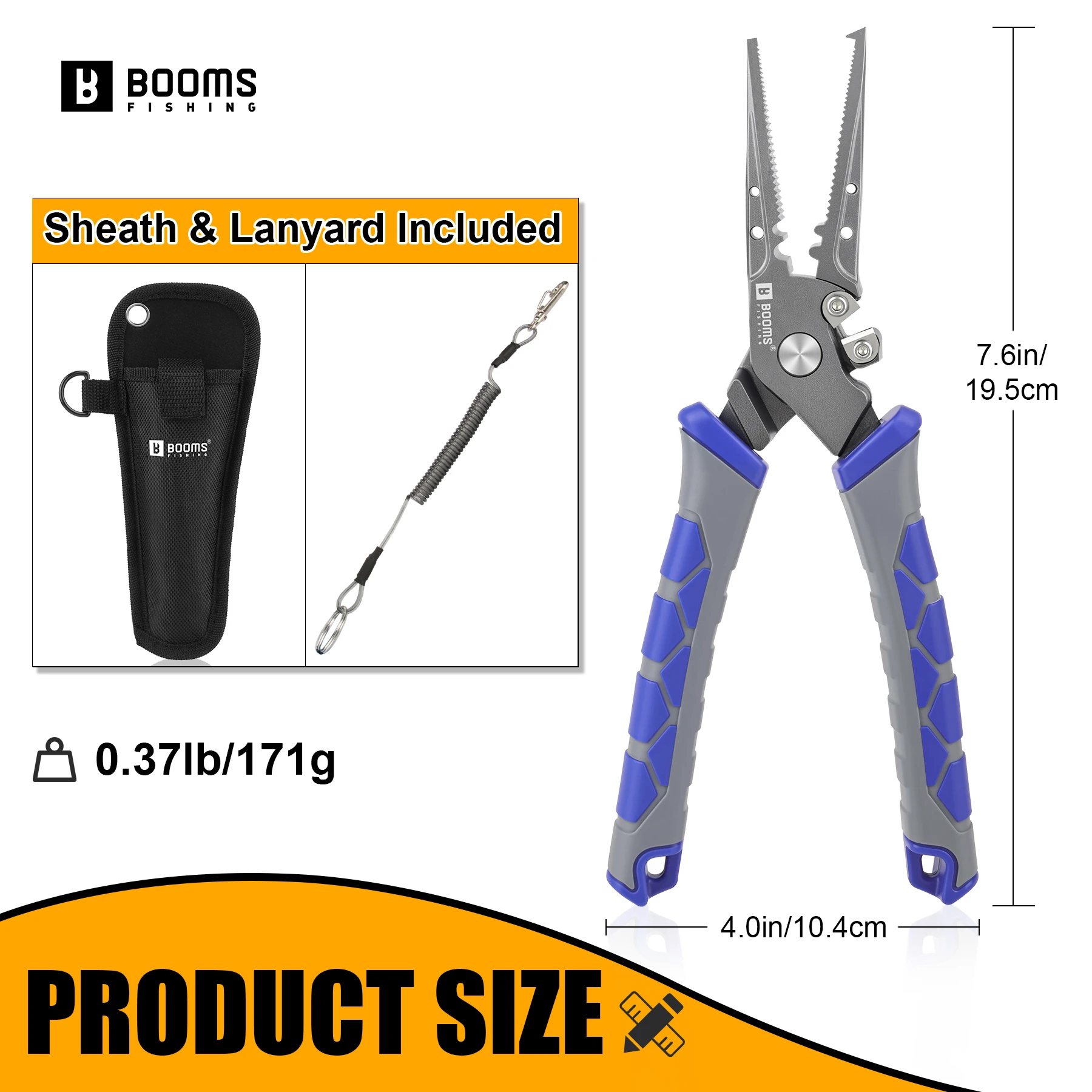 Booms Fishing XW15 Carbon Steel Fishing Pliers 7.6in 6