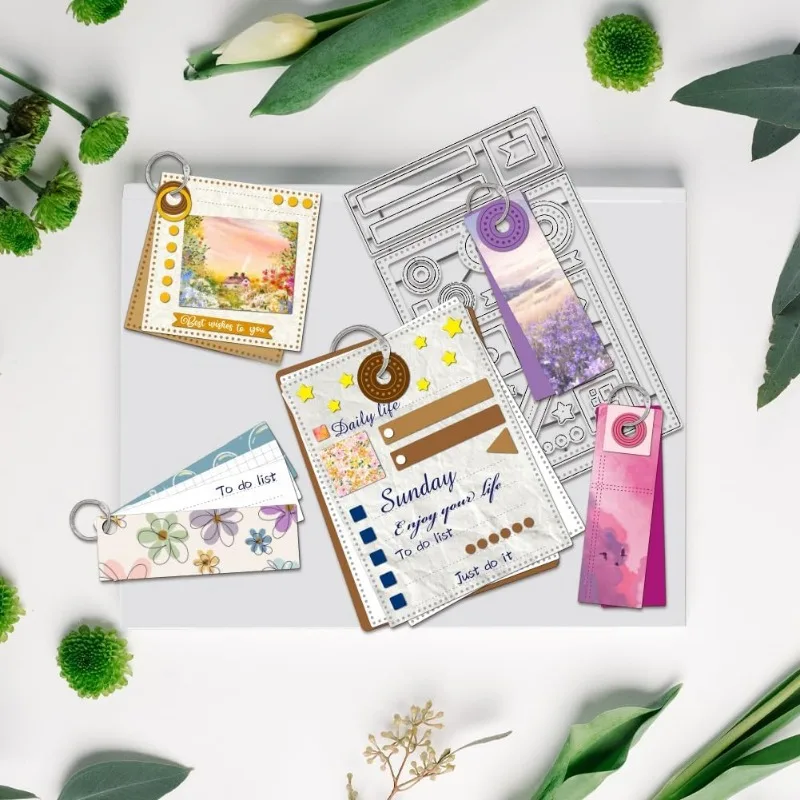 Planner Calendario Fustelle Programma Campione Etichetta Cornice Fustellatura Modelli in rilievo per la creazione di cartoline Album fotografico Scrapbooking fai da te  15