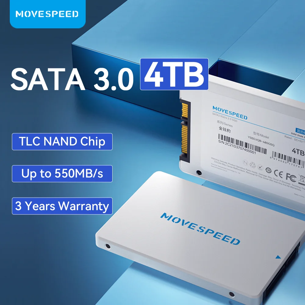 MOVESPEED SATA3.0 SSD 512GB 1TB TLC Chip Internal Solid State Drive 256GB  2TB 4TB SSD SATA III Drive for NotebooK Desktop Laptop