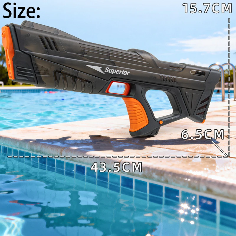 야외용 전동 물총, 조명과 불꽃 효과, 강력한 분사, 자동 물 흡입 블래스터, 여름 해변 장난감