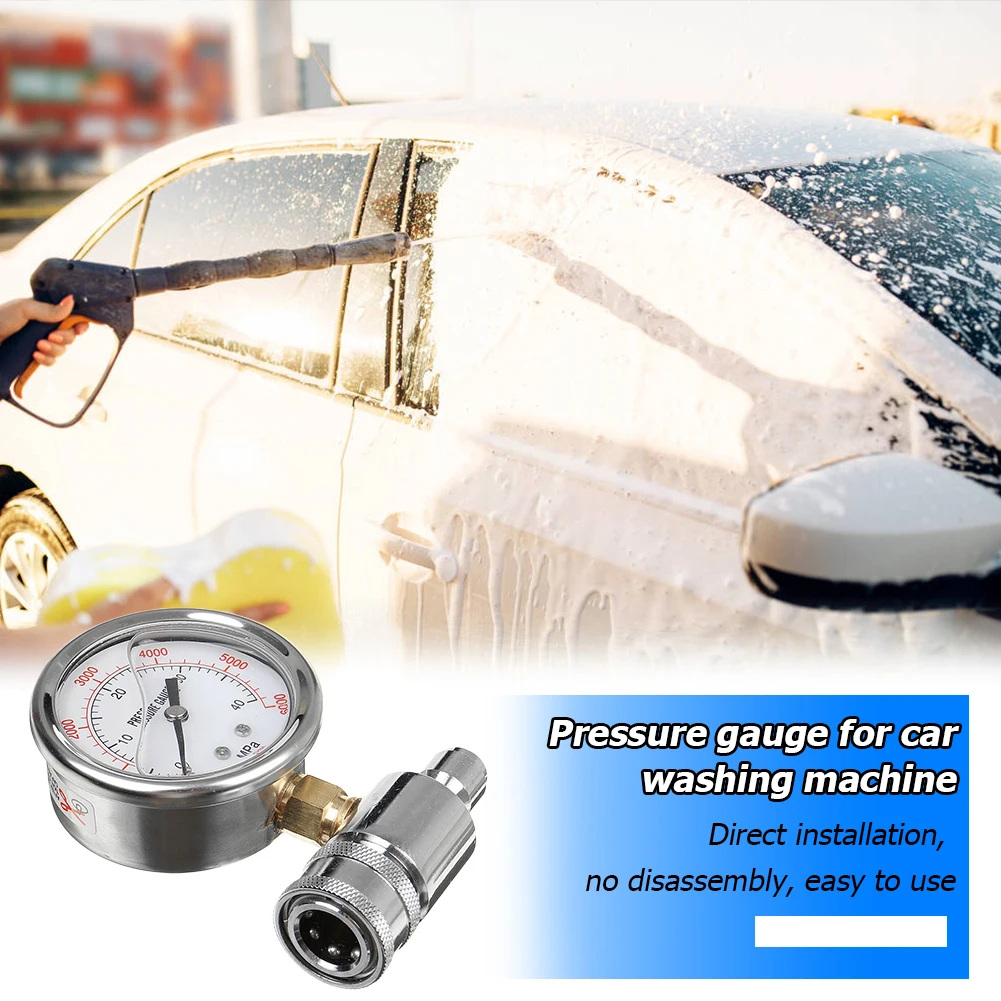 압력 세척기 압력 게이지 6000PSI/40MPa 3/8인치 퀵 디스커넥트 피팅 스프레이 병 자동차 청소 도구