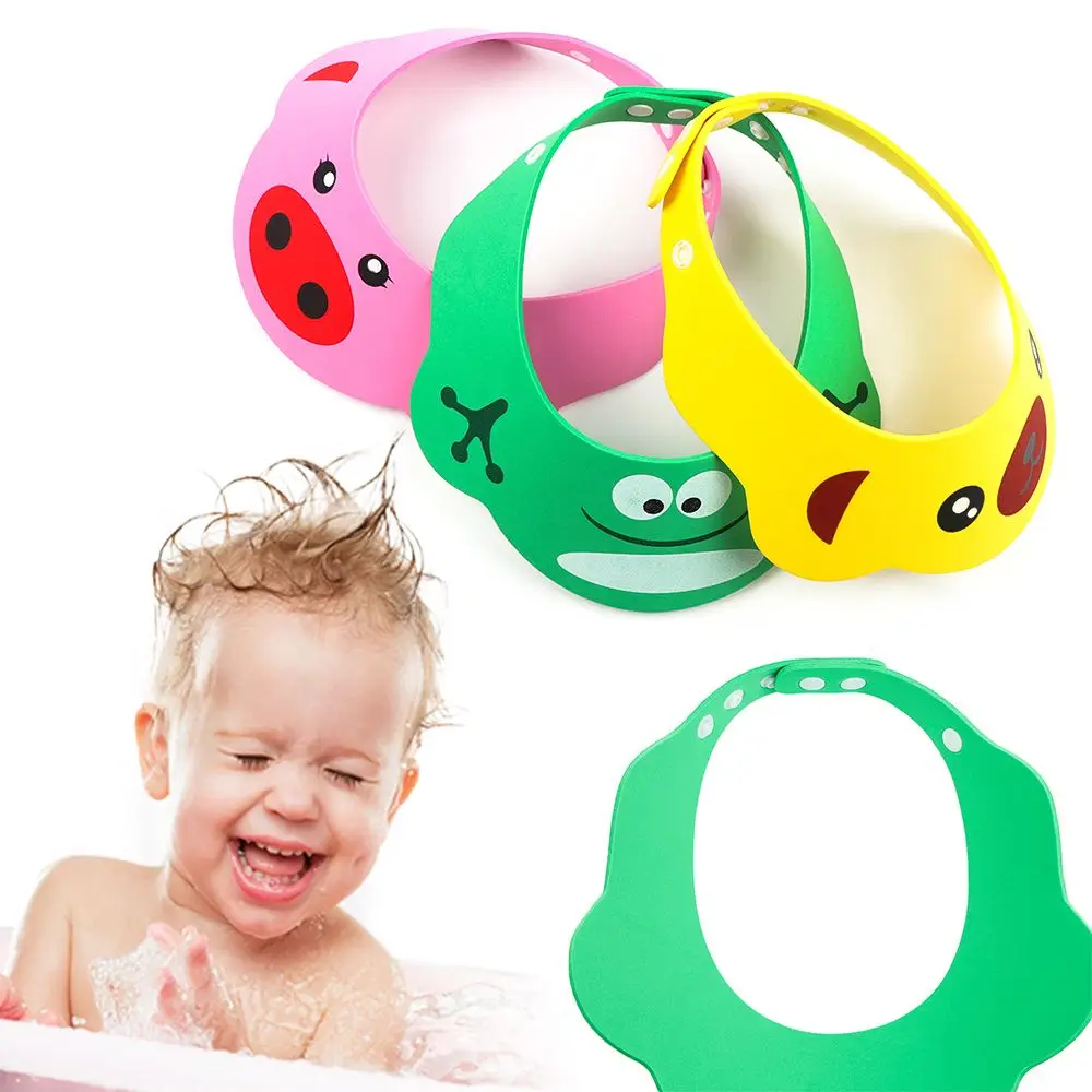

Adjustable Baby Shower Hat Cartoon Animals Toddler Kids Waterproof EVA Shampoo Cap Bathing Wash Hair Shield Bath Shower Supplies