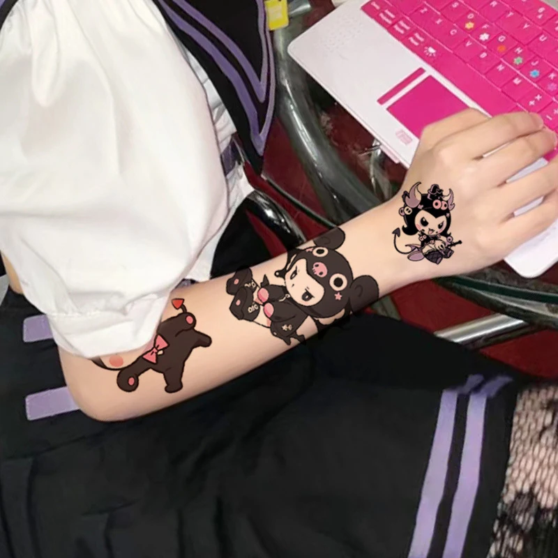 

Временные татуировки для детей Sanrio с героями мультфильмов куроми Хелло Китти, милые водонепроницаемые и прочные цветные тату-наклейки, подарки