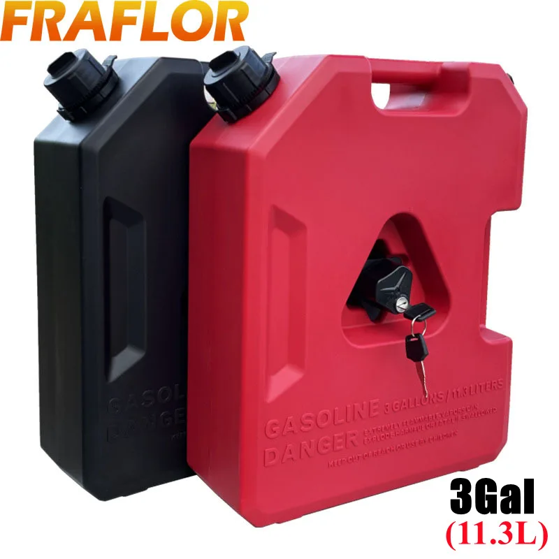 3L Plastic Jerry Can Gas Fuel Container Tank ATV UTV Motorcycle Car Bikes Gokart, Red