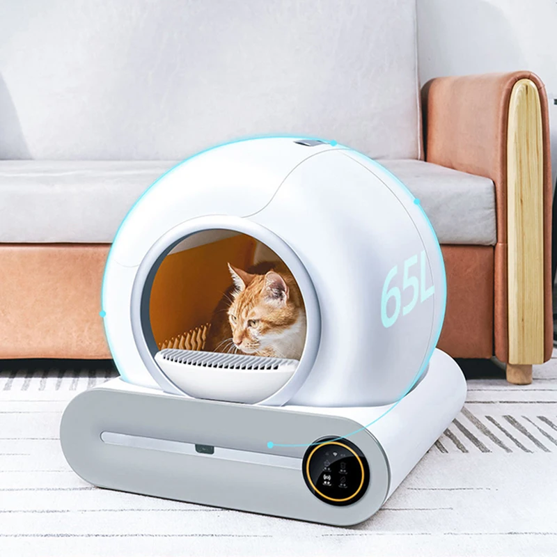Lettiera per gatti Toilette per gatti intelligente da 65 litri Pulizia completamente automatica Toilette elettrica per gatti a tamburo chiuso - immagine 3