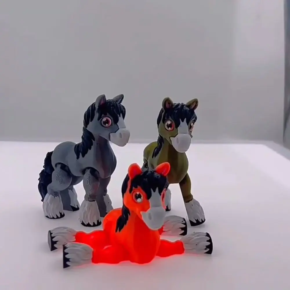 All-in-one Molding 3D Printed Horse Crystal Horse Rotatable 3D Printed Diceratops Horse Poseable Joints Laser