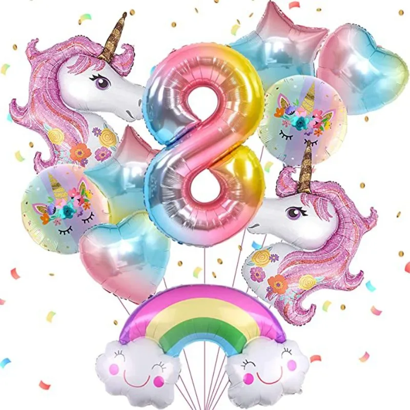 

New Rainbow Cloud Unicorn Theme Baby Birthday Party Decoration Cartoon Living Room Layout