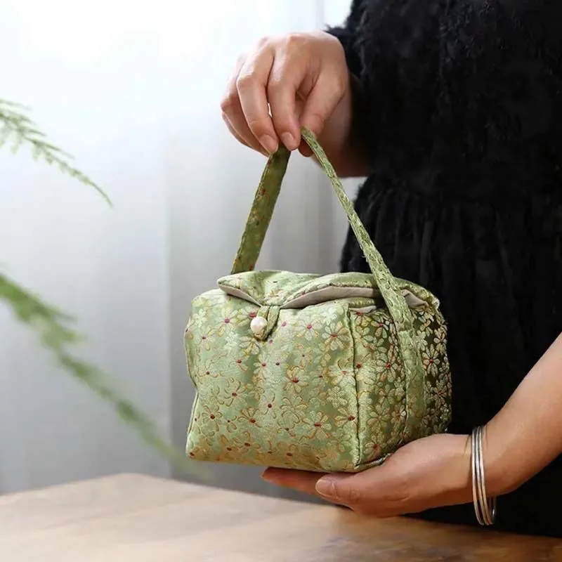 Chinese Brocade Style Travel Tea Set Storage Bag Kung Fu Tea Storage Bag Portable Cloth Small Teapot Cloth ZE967