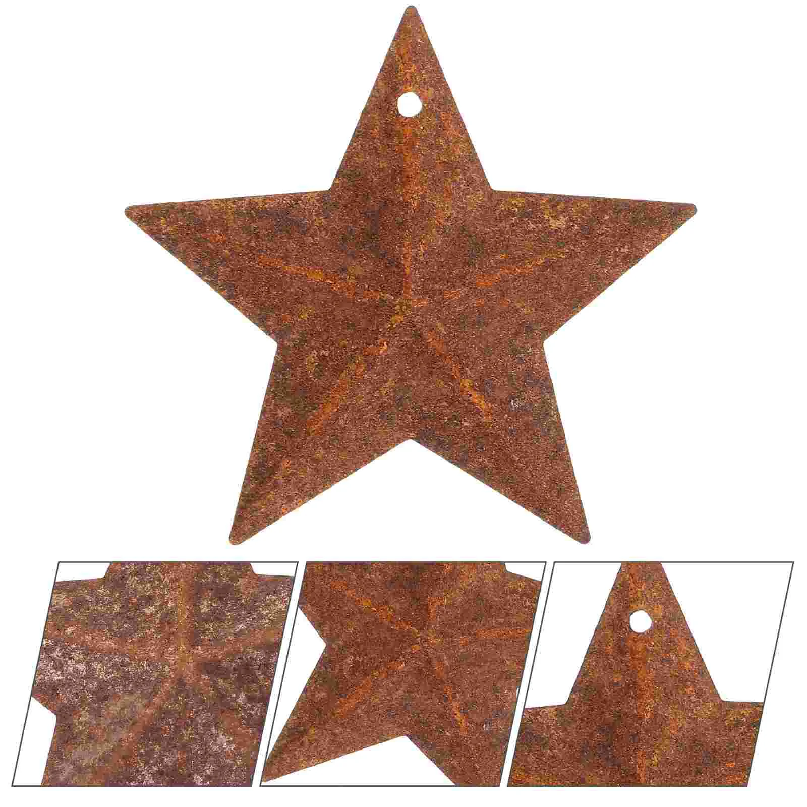 

4cm Stars Rusted Barn Miniature Rusty Tree Christmas Ornaments Diy Mini Vintage Decorations Metal Shape Hanging Stars