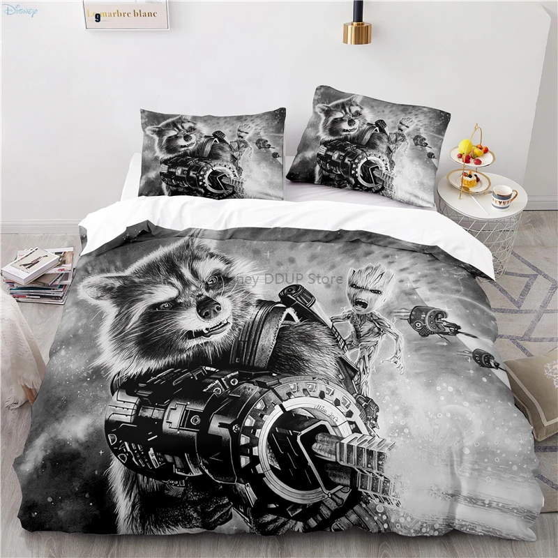 Home Textile Guardians of The Galaxy Cartoon 3d Groot Rocket Racoon Bedding Set Comforter Cover Set with Pillowcases Duvet Cover 