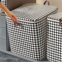 Houndstooth Fabric Storage Bins with Handles Large Capacity Organizer for Clothes Blankets Storage Bins for Home Organization 1