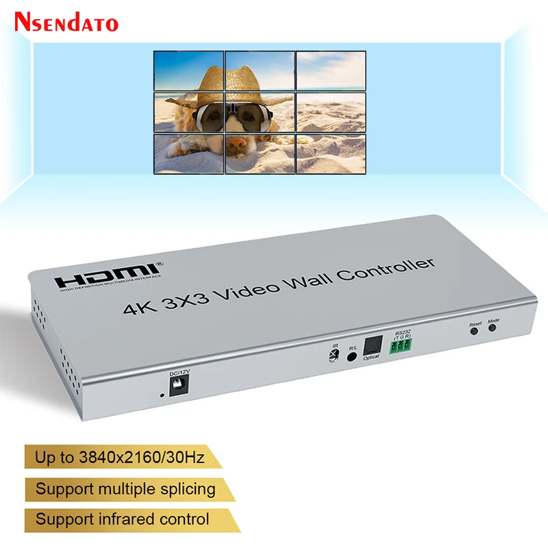 4K 3X3 Hdmi Tv Controller Video Wall Splicer 1X3 1X4 2X3 2X4 3X4 4X4 4X2 Hdmi Tv Video Wall Controller Processore Di Cucitura Rs232