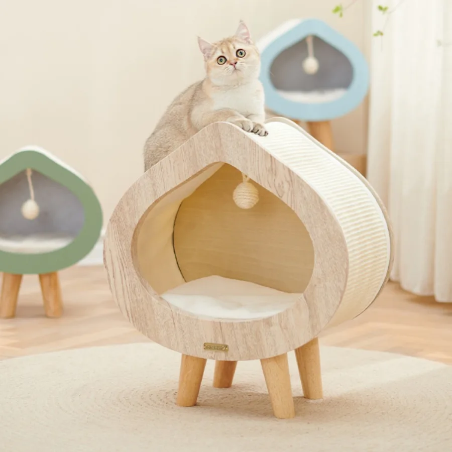 

Wood Indoor Sleeping Habitats Cat Bed Kittens Washable Warm Cats Nest Beds Furniture Light Weight Cama Para Perros Pet Supplies