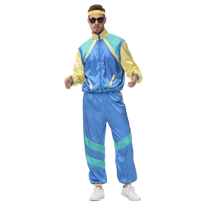 Men Vintage Hippie Costume for Adult Man Carnival Halloween Purim Party Role Playing Funny Retro 70's 80's Hippy Clothes