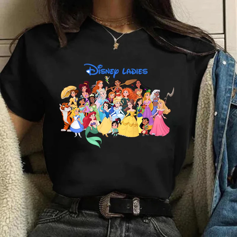 Streetwear Hip Hop Graphic Disney Princess T Shirt Women Harajuku 90s Cute T-shirt Funny Tshirt Female Clothes