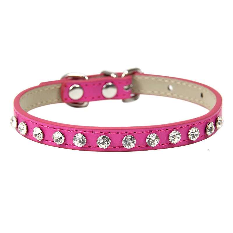 Title 14, Luxury Rhinestone Rivets Cat Collar Leather Sma...