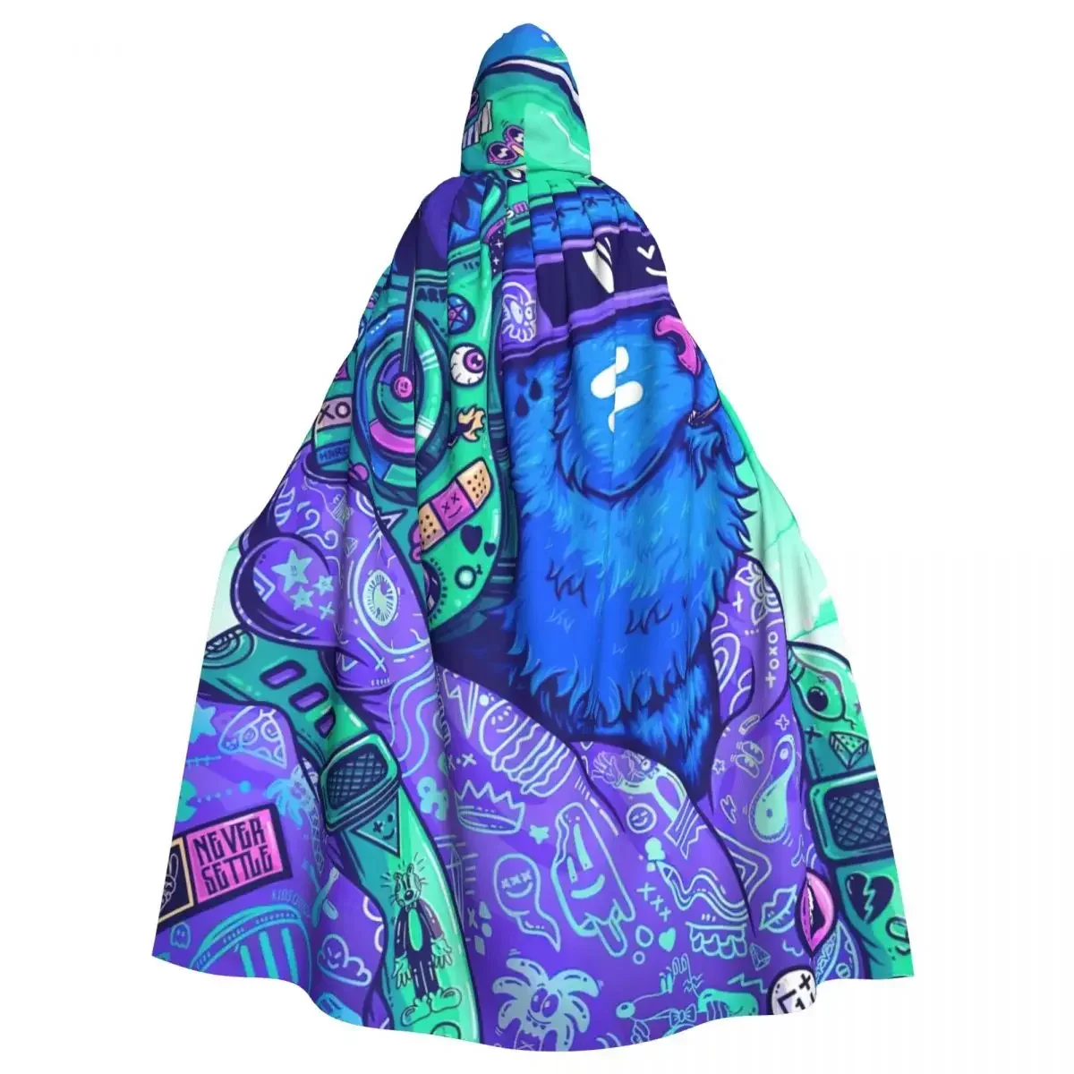 

Hooded Cloak Polyester Unisex Witch Cape Costume Accessory Blue Cat Elf Purim